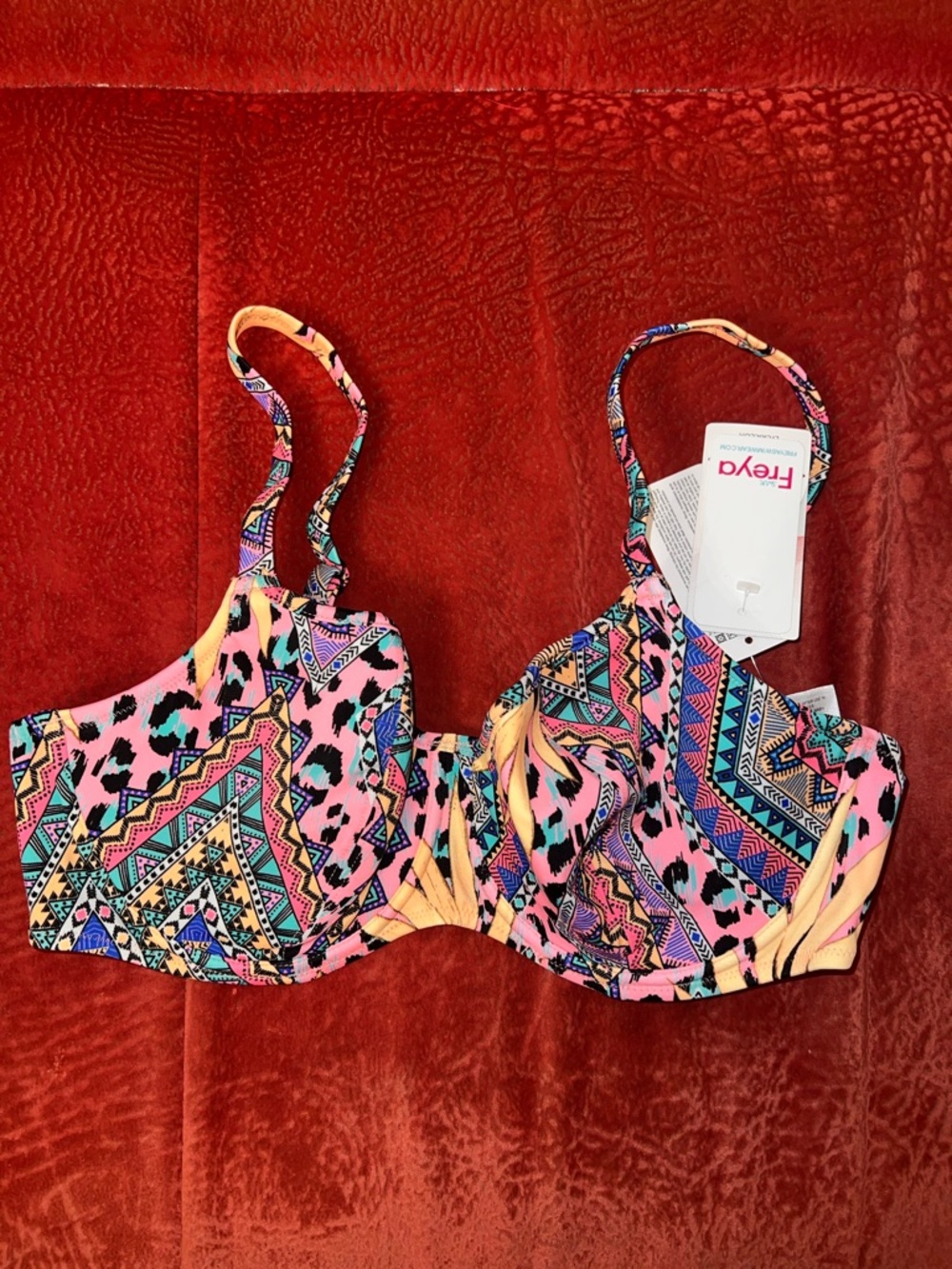 Freya Pink Multicolor Underwire Bikini Top - Tribal & Animal Mix